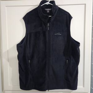 Eddie Bauer Mens Black Fleece Vest Size 2XL Full Zip Hiking Outdoors Fall Winter